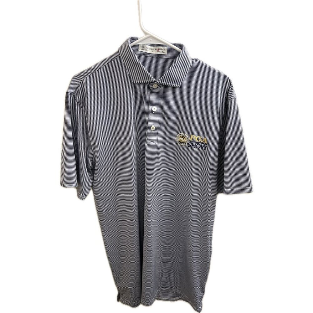 Holderness & Bourne Shirt Mens Large Blue Striped The Perkins PGA Show Logo